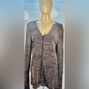JOLIBEL BLACK WHITE AND BLUE WOMAN’S CARDIGAN OR SWEATER  SIZE 14